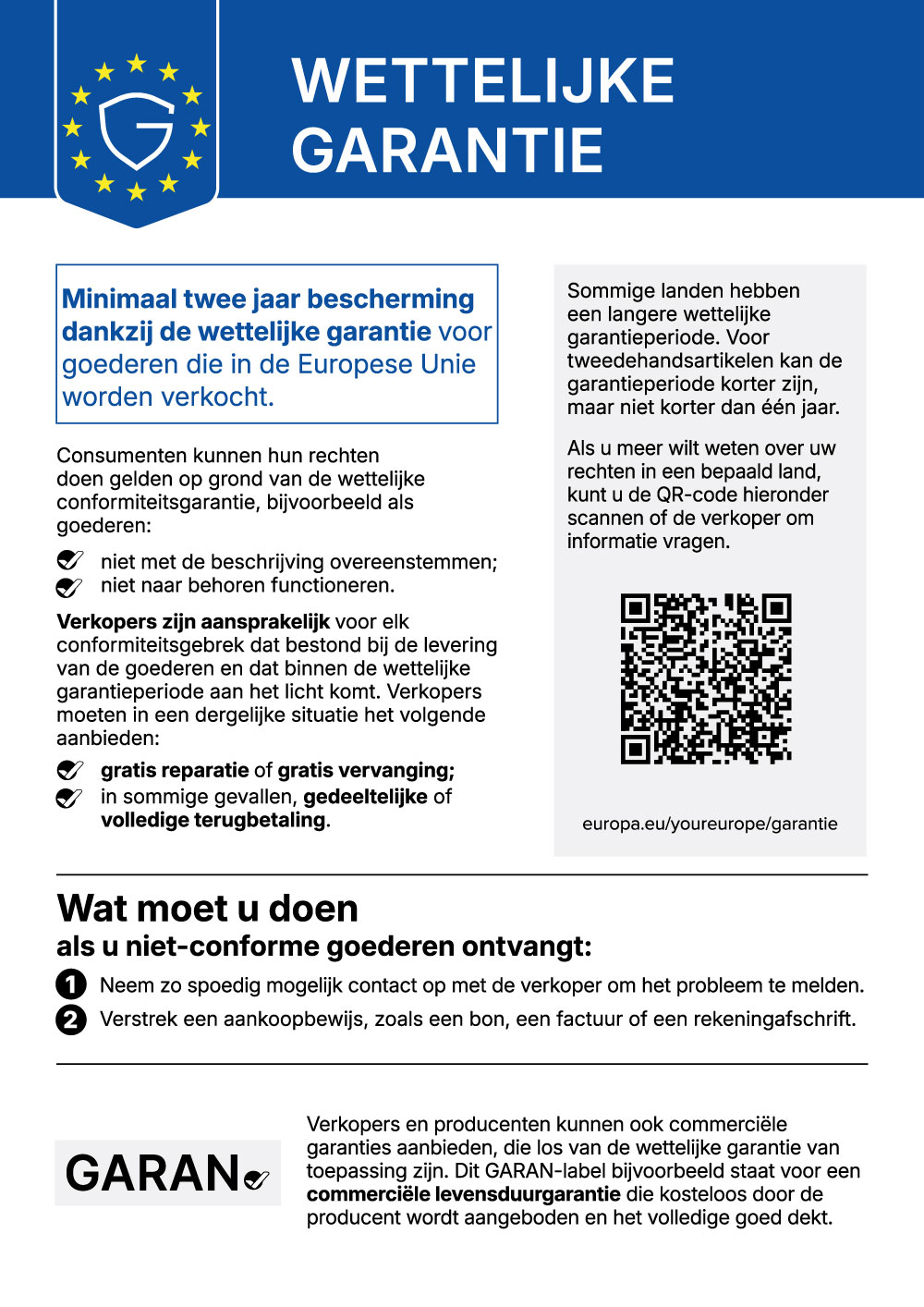 Volledige informatietekst wettelijke garantie afkomstig van de oorspronkelijke website van Sportcentrum Woerden